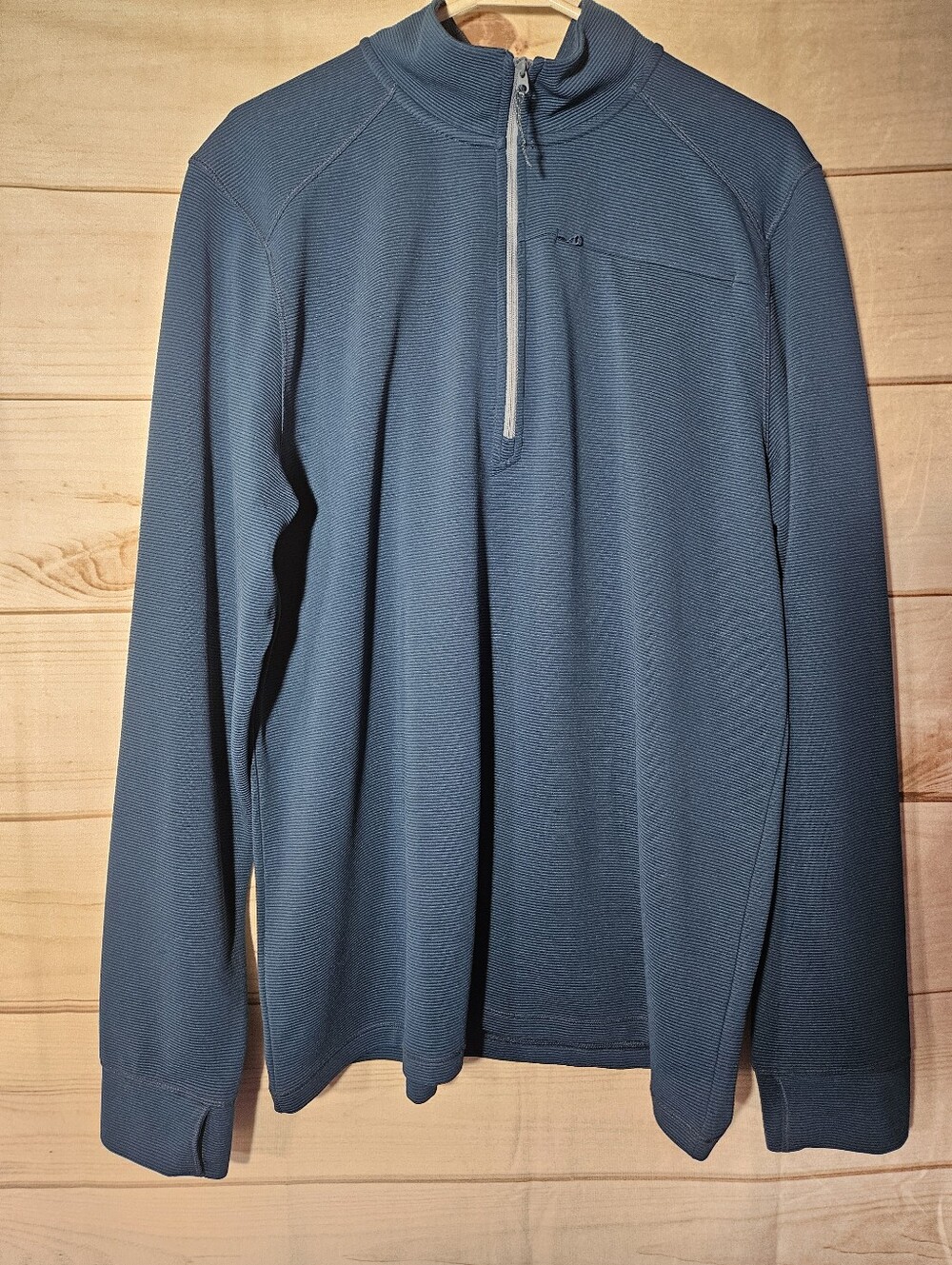 L.L. Bean VentureStretch Ottoman-Rib Quarter-Zip Pullover - Men's L Tall Blue